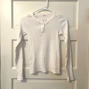 John Galt white henley long sleeve